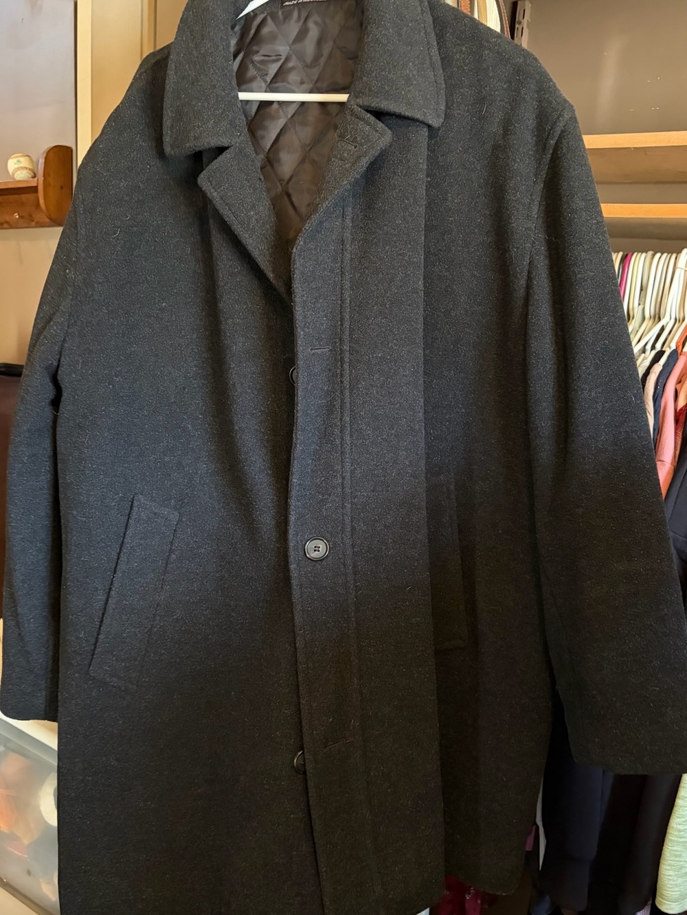Chaps Black Wool Blend Pea Coat